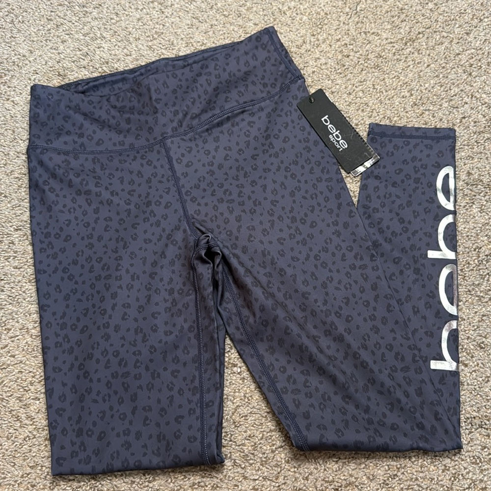 Bebe sport leggings, smoke blue leopard, size medium NWT - Picture 6 of 7